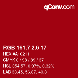 カラーコード: RGB 161.7 2.6 17 | qconv.com