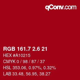 カラーコード: RGB 161.7 2.6 21 | qconv.com
