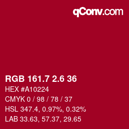 カラーコード: RGB 161.7 2.6 36 | qconv.com