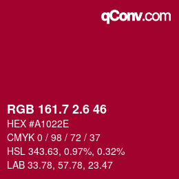カラーコード: RGB 161.7 2.6 46 | qconv.com