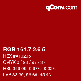 カラーコード: RGB 161.7 2.6 5 | qconv.com