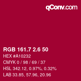 カラーコード: RGB 161.7 2.6 50 | qconv.com