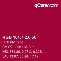 カラーコード: RGB 161.7 2.6 56 | qconv.com