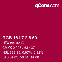 カラーコード: RGB 161.7 2.6 60 | qconv.com