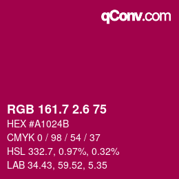カラーコード: RGB 161.7 2.6 75 | qconv.com