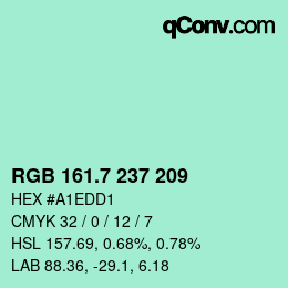 カラーコード: RGB 161.7 237 209 | qconv.com