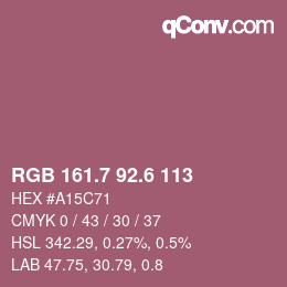 カラーコード: RGB 161.7 92.6 113 | qconv.com