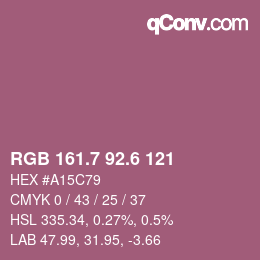 カラーコード: RGB 161.7 92.6 121 | qconv.com