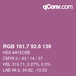 カラーコード: RGB 161.7 92.6 139 | qconv.com