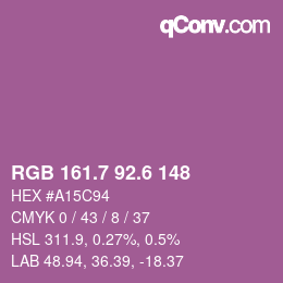 カラーコード: RGB 161.7 92.6 148 | qconv.com