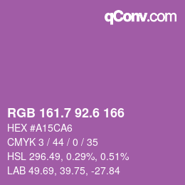 カラーコード: RGB 161.7 92.6 166 | qconv.com
