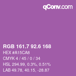 カラーコード: RGB 161.7 92.6 168 | qconv.com