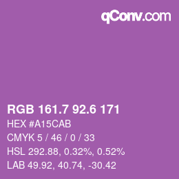 カラーコード: RGB 161.7 92.6 171 | qconv.com
