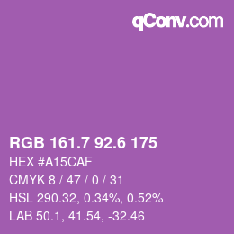 カラーコード: RGB 161.7 92.6 175 | qconv.com