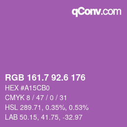 カラーコード: RGB 161.7 92.6 176 | qconv.com