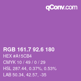 カラーコード: RGB 161.7 92.6 180 | qconv.com