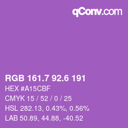 カラーコード: RGB 161.7 92.6 191 | qconv.com