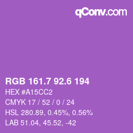 カラーコード: RGB 161.7 92.6 194 | qconv.com