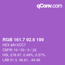 カラーコード: RGB 161.7 92.6 199 | qconv.com