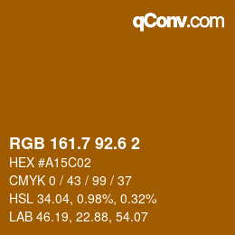 カラーコード: RGB 161.7 92.6 2 | qconv.com