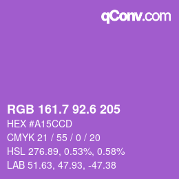 カラーコード: RGB 161.7 92.6 205 | qconv.com