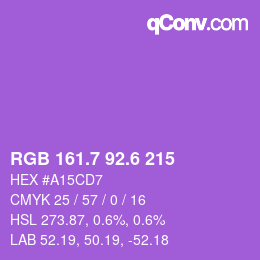 カラーコード: RGB 161.7 92.6 215 | qconv.com