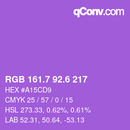 カラーコード: RGB 161.7 92.6 217 | qconv.com