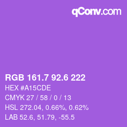 カラーコード: RGB 161.7 92.6 222 | qconv.com