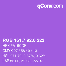 カラーコード: RGB 161.7 92.6 223 | qconv.com