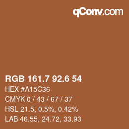 カラーコード: RGB 161.7 92.6 54 | qconv.com