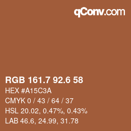 カラーコード: RGB 161.7 92.6 58 | qconv.com