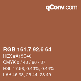 カラーコード: RGB 161.7 92.6 64 | qconv.com