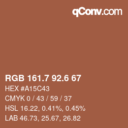 カラーコード: RGB 161.7 92.6 67 | qconv.com