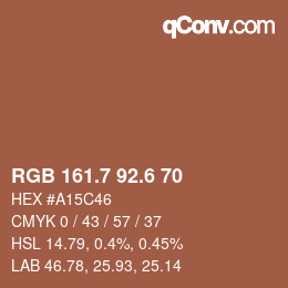 カラーコード: RGB 161.7 92.6 70 | qconv.com
