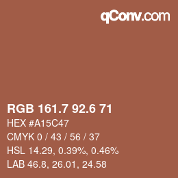 カラーコード: RGB 161.7 92.6 71 | qconv.com