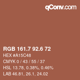 カラーコード: RGB 161.7 92.6 72 | qconv.com