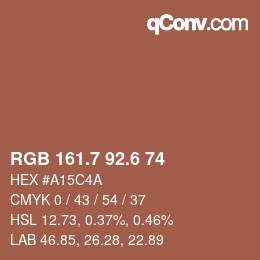 カラーコード: RGB 161.7 92.6 74 | qconv.com