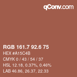 カラーコード: RGB 161.7 92.6 75 | qconv.com