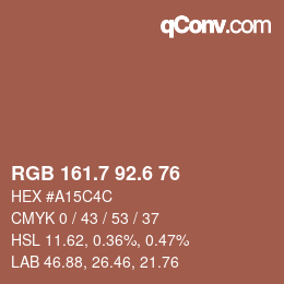 カラーコード: RGB 161.7 92.6 76 | qconv.com