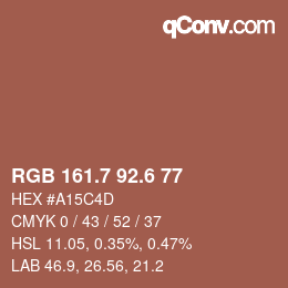 カラーコード: RGB 161.7 92.6 77 | qconv.com
