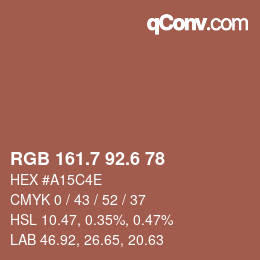 カラーコード: RGB 161.7 92.6 78 | qconv.com