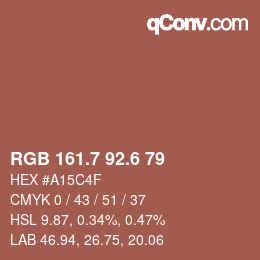 カラーコード: RGB 161.7 92.6 79 | qconv.com