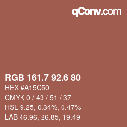 カラーコード: RGB 161.7 92.6 80 | qconv.com