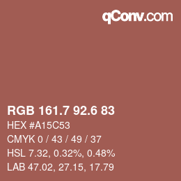 カラーコード: RGB 161.7 92.6 83 | qconv.com