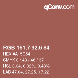 カラーコード: RGB 161.7 92.6 84 | qconv.com