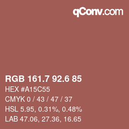 カラーコード: RGB 161.7 92.6 85 | qconv.com
