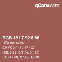 カラーコード: RGB 161.7 92.6 86 | qconv.com