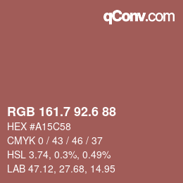 カラーコード: RGB 161.7 92.6 88 | qconv.com