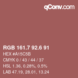 カラーコード: RGB 161.7 92.6 91 | qconv.com
