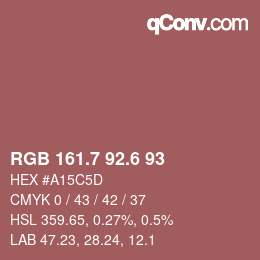カラーコード: RGB 161.7 92.6 93 | qconv.com